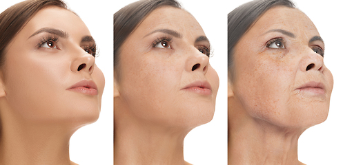 Image showing Beautiful female face, concept of skincare and lifting