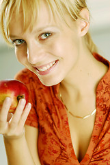 Image showing Girl with an apple