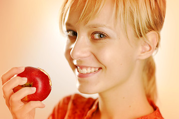 Image showing Girl with an apple