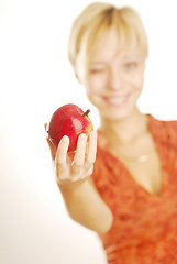 Image showing Girl with an apple