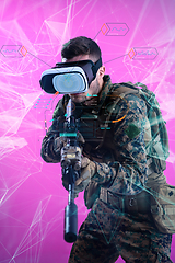 Image showing soldier using  virtual reality headset