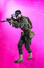 Image showing soldier using  virtual reality headset