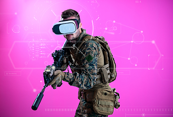 Image showing soldier using  virtual reality headset