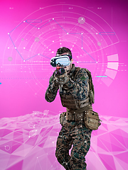 Image showing soldier using  virtual reality headset