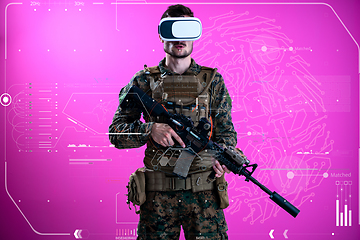 Image showing soldier using  virtual reality headset