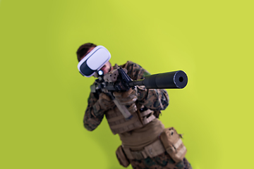 Image showing soldier virtual reality green background