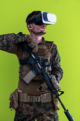 Image showing soldier virtual reality green background