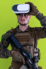 Image showing soldier virtual reality green background