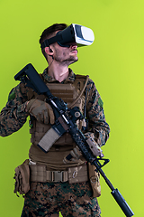 Image showing soldier virtual reality green background