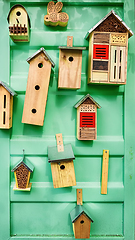 Image showing Birdhouses on the wall