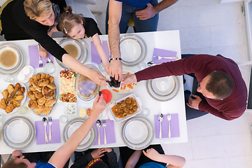 Image showing iftar dinner muslim family together during a ramadan feast at ho