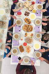 Image showing iftar dinner muslim family together during a ramadan feast at ho