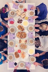 Image showing iftar dinner muslim family together during a ramadan feast at ho