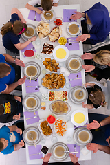 Image showing iftar dinner muslim family together during a ramadan feast at ho