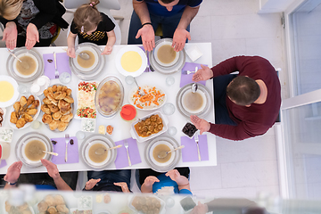 Image showing iftar dinner muslim family together during a ramadan feast at ho