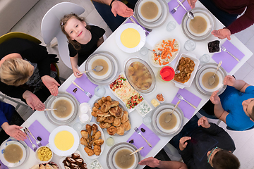 Image showing iftar dinner muslim family together during a ramadan feast at ho