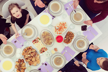 Image showing iftar dinner muslim family together during a ramadan feast at ho