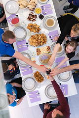 Image showing iftar dinner muslim family together during a ramadan feast at ho