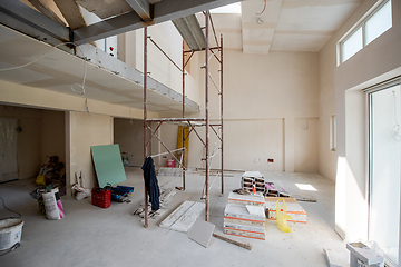 Image showing interior of construction site with scaffolding