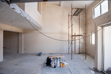 Image showing interior of construction site with scaffolding