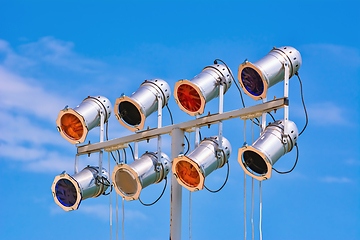 Image showing Spotlights against the sky