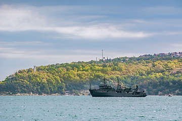 Image showing Military Ship in the Sea