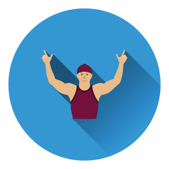 Image showing Football fan with hands up icon