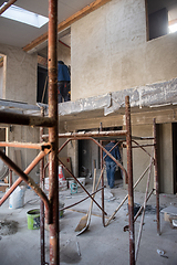 Image showing interior of construction site with scaffolding