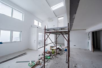 Image showing interior of construction site with scaffolding