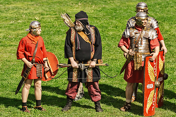 Image showing Roman soldiers in battle costume
