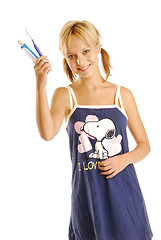 Image showing Girl with toothpaste