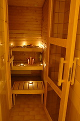 Image showing Interior of a Finnish sauna