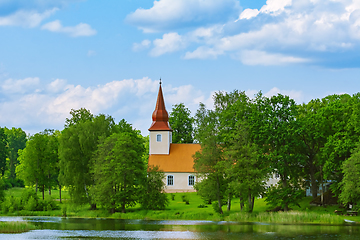 Image showing Church on the bank of the lake