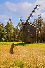 Image showing Old wooden windmill