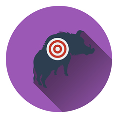 Image showing Icon of boar silhouette with target 