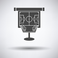 Image showing Sport bar table with mugs of beer and football translation on pr