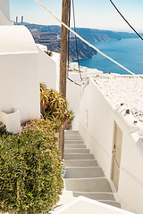 Image showing typical little street in santorini in greece in cyclades