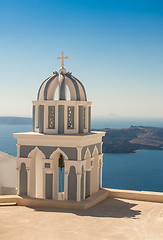 Image showing typical Santorini church in Greece in the Cyclades