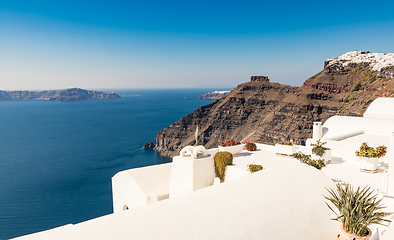 Image showing view of Santorini caldera in Greece from the coast