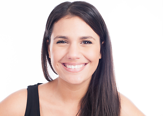 Image showing Beautiful smiling woman with clean skin, natural make-up, and wh