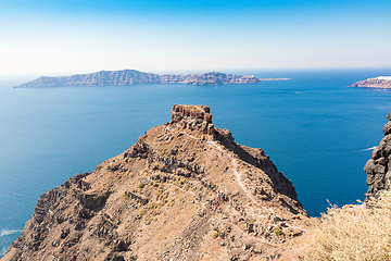 Image showing view of Santorini caldera in Greece from the coast