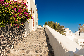 Image showing typical little street in santorini in greece in cyclades