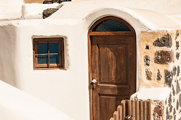 Image showing typical architecture of houses on the island of Santorini in Gre