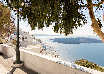 Image showing view of Santorini caldera in Greece from the coast