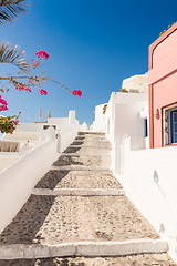 Image showing typical little street in santorini in greece in cyclades