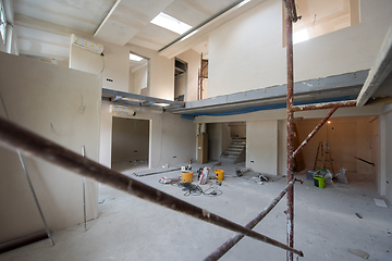 Image showing interior of construction site with scaffolding