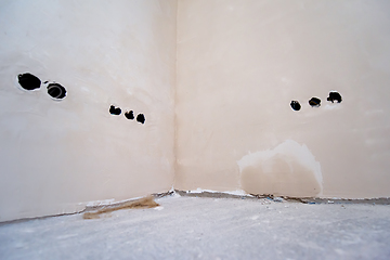 Image showing interior of construction site with white drywall