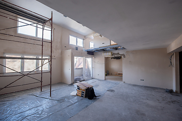 Image showing interior of construction site with scaffolding