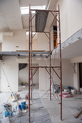 Image showing interior of construction site with scaffolding