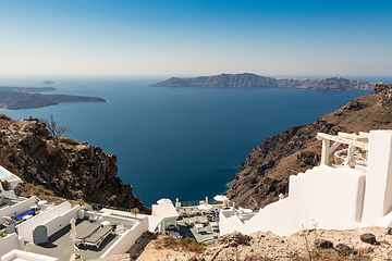 Image showing view of Santorini caldera in Greece from the coast